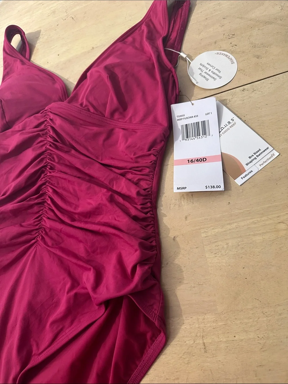 Coco Reef Deep fuschia  Ruched One-Piece Swimsuit - Picture 2 of 6